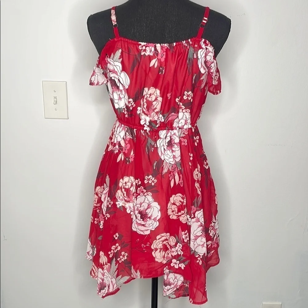 PLACE Red Floral Off-Shoulder Dress